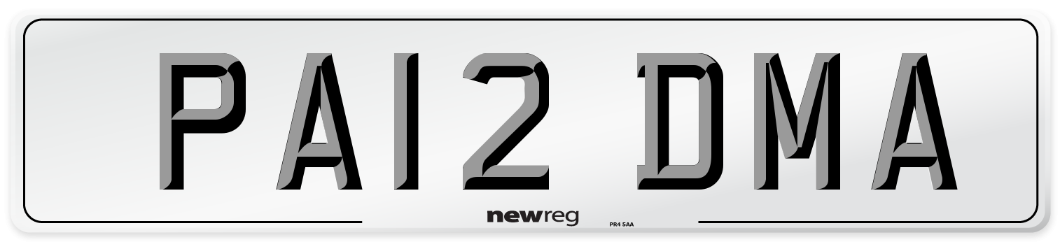 PA12 DMA Number Plate from New Reg